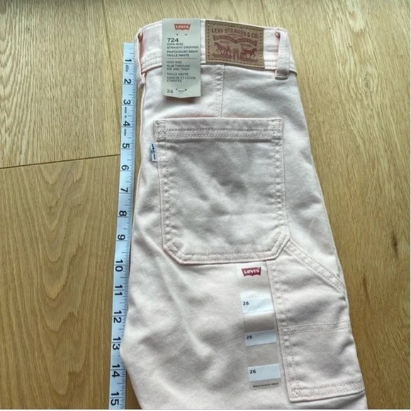 NWT LEVI'S 724 HIGH RISE STRAIGHT CROPPED soft pink -  26 - Picture 15 of 16